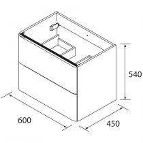 Meuble sous-vasque UNIIQ 60cm 2 tiroirs BLANC MAT (poignées e, option) SALGAR Réf. 96593