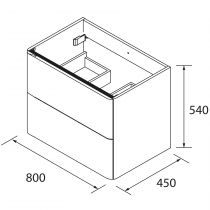 Meuble sous-vasque UNIIQ 80cm 2 tiroirs Blanc mat (poignées en option) - SALGAR Réf. 96620