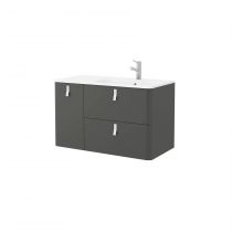 Meuble sous-vasque UNIIQ 90cm 1 porte 2 tiroirs Anthracite mat (poignées en option) - SALGAR Réf. 24647