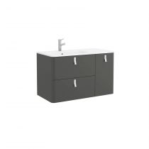 Meuble sous-vasque UNIIQ 90cm 2 tiroirs 1 porte Anthracite mat (poignées en option) - SALGAR Réf. 24603