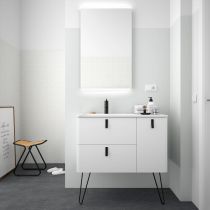 Meuble sous-vasque UNIIQ 90cm 2 tiroirs 1 porte Blanc mat (poignées en option) - SALGAR Réf. 24604