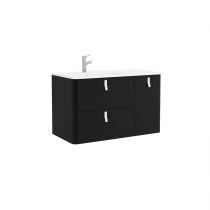 Meuble sous-vasque UNIIQ 90cm 2 tiroirs 1 porte Noir mat (poignées en option) - SALGAR Réf. 24611