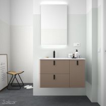 Meuble sous-vasque UNIIQ 90cm 2 tiroirs 1 porte Taupe mat (poignées en option) - SALGAR Réf. 24608