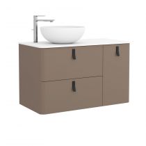 Meuble sous-vasque UNIIQ 90cm 2 tiroirs 1 porte Taupe mat (poignées en option) - SALGAR Réf. 24608