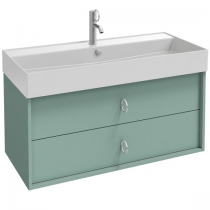 Meuble sous vasque Vivienne 100cm 2 tiroirs Poignées \ Bijou\  Chromé / Laque - Jacob Delafon Réf. EB1508LB1-TL-TL