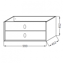 Meuble sous vasque Vivienne 100cm 2 tiroirs Poignées \ Bijou\  Laiton brossé / Laque - Jacob Delafon Réf. EB1508LB3-TL-TL