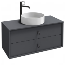 Meuble sous vasque Vivienne 100cm 2 tiroirs Poignées \ Bijou\  Noir mat / Laque - Jacob Delafon Réf. EB1508LB2-TL-TL