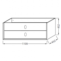 Meuble sous vasque Vivienne 120cm 2 tiroirs poignées \ Bijou\  Chromé / Laque - Jacob Delafon Réf. EB1509LB1-TL-TL
