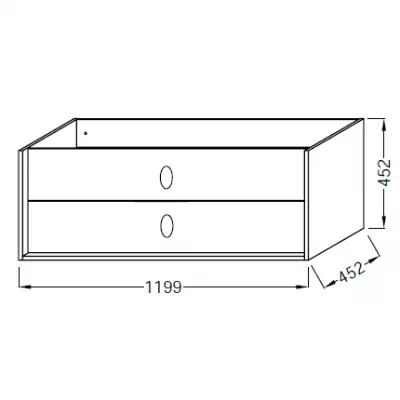 Meuble sous vasque Vivienne 120cm 2 tiroirs poign�es \ Bijou\  Noir mat / Laque - Jacob Delafon R�f. EB1509LB2-TL-TL