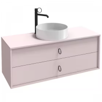 Meuble sous vasque Vivienne 120cm 2 tiroirs poignées \ Bijou\  Noir mat / Laque - Jacob Delafon Réf. EB1509LB2-TL-TL