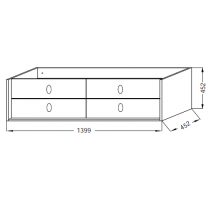 Meuble sous vasque Vivienne 140cm 4 tiroirs poignée \ Bijou\  Laiton brossé / Laque  - Jacob Delafon Réf. EB1512LB3-TL-TL