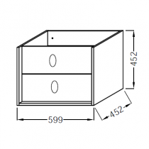 Meuble sous vasque Vivienne 60cm 2 tiroirs poignées \ Bijou\  Chromé / Laque - Jacob Delafon Réf. EB1506LB1-TL-TL