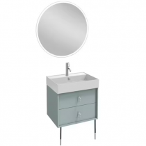 Meuble sous vasque Vivienne 60cm 2 tiroirs poignées \ Bijou\  Chromé / Laque - Jacob Delafon Réf. EB1506LB1-TL-TL