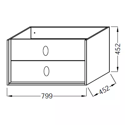 Meuble sous vasque Vivienne 80cm 2 tiroirs poign�es \ Bijou\  Laiton bross� / Laque - Jacob Delafon R�f. EB1507LB3-TL-TL