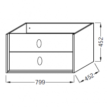 Meuble sous vasque Vivienne 80cm 2 tiroirs poignées \ Bijou\  Laiton brossé / Laque - Jacob Delafon Réf. EB1507LB3-TL-TL