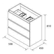Meuble SPIRIT 60cm 3 tiroirs Macchiato (vasque et poignée en option) - SALGAR Réf. 103482