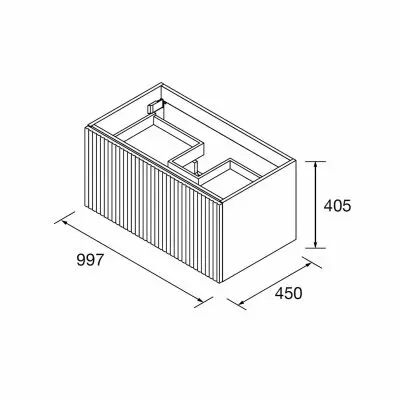 Meuble suspendu BIBA 100cm 1 tiroir + 1 tiroir int�rieur Terracota (vasque et poign�e en option) - SALGAR R�f. 103062