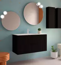 Meuble suspendu BIBA 100cm 2 tiroirs Black velvet (vasque et poignée en option)  - SALGAR Réf. 113864
