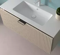 Meuble suspendu BIBA 100cm 2 tiroirs Chêne naturel (vasque et poignée en option) - SALGAR Réf. 113863