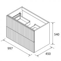 Meuble suspendu BIBA 100cm 2 tiroirs Noyer Maya (vasque et poignée en option) - SALGAR Réf. 113866