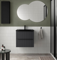 Meuble suspendu BIBA 60cm 2 tiroirs Anthracite (vasque et poignée en option) - SALGAR Réf. 113826