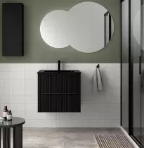 Meuble suspendu BIBA 60cm 2 tiroirs Black velvet (vasque et poignée en option)  - SALGAR Réf. 113820