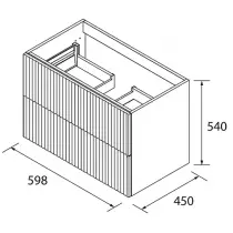 Meuble suspendu BIBA 60cm 2 tiroirs Chêne africain (vasque et poignée en option)  - SALGAR Réf. 113821