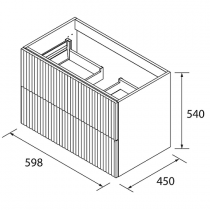 Meuble suspendu BIBA 60cm 2 tiroirs Chêne naturel (vasque et poignée en option) - SALGAR Réf. 113819