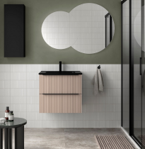 Meuble suspendu BIBA 60cm 2 tiroirs Macchiato (vasque et poignée en option) - SALGAR Réf. 113823