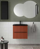 Meuble suspendu BIBA 60cm 2 tiroirs Terracota (vasque et poignée en option) - SALGAR Réf. 113828