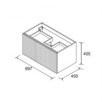 Meuble suspendu BIBA 70cm 1 tiroir + 1 tiroir intérieur Anthracite mat (vasque et poignée en option) - SALGAR Réf. 103054