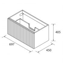 Meuble suspendu BIBA 70cm 1 tiroir Anthracite mat (vasque et poignée en option) - SALGAR Réf. 102985