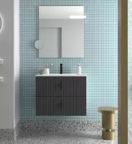 Meuble suspendu BIBA 70cm 2 tiroirs Anthracite (vasque et poignée en option) - SALGAR Réf. 113837