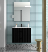 Meuble suspendu BIBA 70cm 2 tiroirs Black velvet (vasque et poignée en option) - SALGAR Réf. 113831