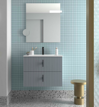 Meuble suspendu BIBA 70cm 2 tiroirs Blue fog (vasque et poignée en option)  - SALGAR Réf. 113835