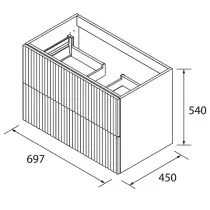 Meuble suspendu BIBA 70cm 2 tiroirs Macchiato (vasque et poignée en option) - SALGAR Réf. 113834