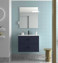 Meuble suspendu BIBA 70cm 2 tiroirs Night blue (vasque et poignée en option) - SALGAR Réf. 113836