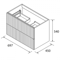 Meuble suspendu BIBA 70cm 2 tiroirs Noyer Maya (vasque et poignée en option) - SALGAR Réf. 113833