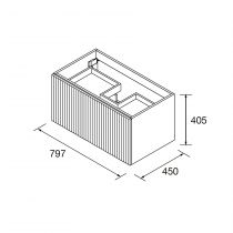 Meuble suspendu BIBA 80cm 1 tiroir + 1 tiroir intérieur Anthracite mat (vasque et poignée en option)  - SALGAR Réf. 103055