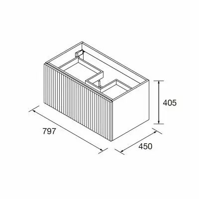 Meuble suspendu BIBA 80cm 1 tiroir + 1 tiroir int�rieur Blue fog (vasque et poign�e en option) - SALGAR R�f. 103040