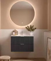 Meuble suspendu BIBA 80cm 2 tiroirs Anthracite (vasque et poignée en option)  - SALGAR Réf. 113848