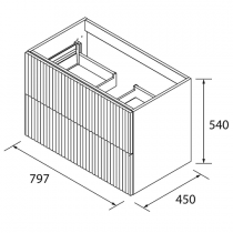 Meuble suspendu BIBA 80cm 2 tiroirs Chêne naturel (vasque et poignée en option)  - SALGAR Réf. 113841
