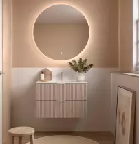 Meuble suspendu BIBA 80cm 2 tiroirs Macchiato (vasque et poignée en option) - SALGAR Réf. 113845