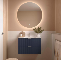 Meuble suspendu BIBA 80cm 2 tiroirs Night blue (vasque et poignée en option) - SALGAR Réf. 113847