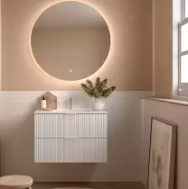 Meuble suspendu BIBA 80cm 2 tiroirs White cotton (vasque et poignée en option)  - SALGAR Réf. 113840