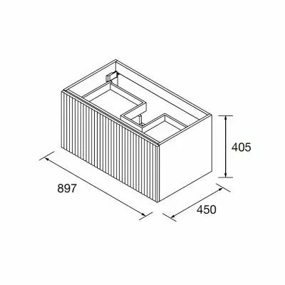 Meuble suspendu BIBA 90cm 1 tiroir + 1 tiroir int�rieur Macchiato (vasque et poign�e en option) - SALGAR R�f. 103011
