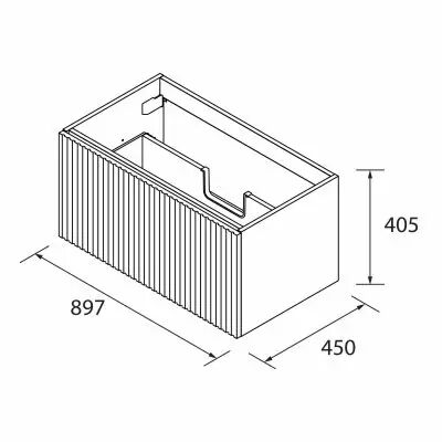Meuble suspendu BIBA 90cm 1 tiroir Blue fog (vasque et poign�e en option) - SALGAR R�f. 102972