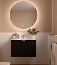 Meuble suspendu BIBA 90cm 2 tiroirs Black velvet (vasque et poignée en option) - SALGAR Réf. 113853