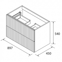 Meuble suspendu BIBA 90cm 2 tiroirs Chêne africain (vasque et poignée en option) - SALGAR Réf. 113854