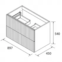 Meuble suspendu BIBA 90cm 2 tiroirs Noyer Maya (vasque et poignée en option) - SALGAR Réf. 113855